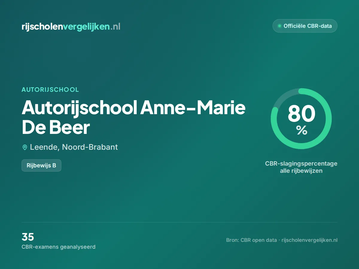 Statistiekkaart Autorijschool Anne-Marie De Beer