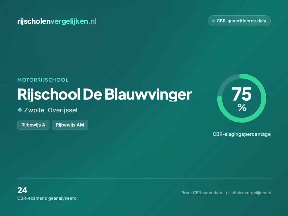 Statistiekkaart Rijschool De Blauwvinger
