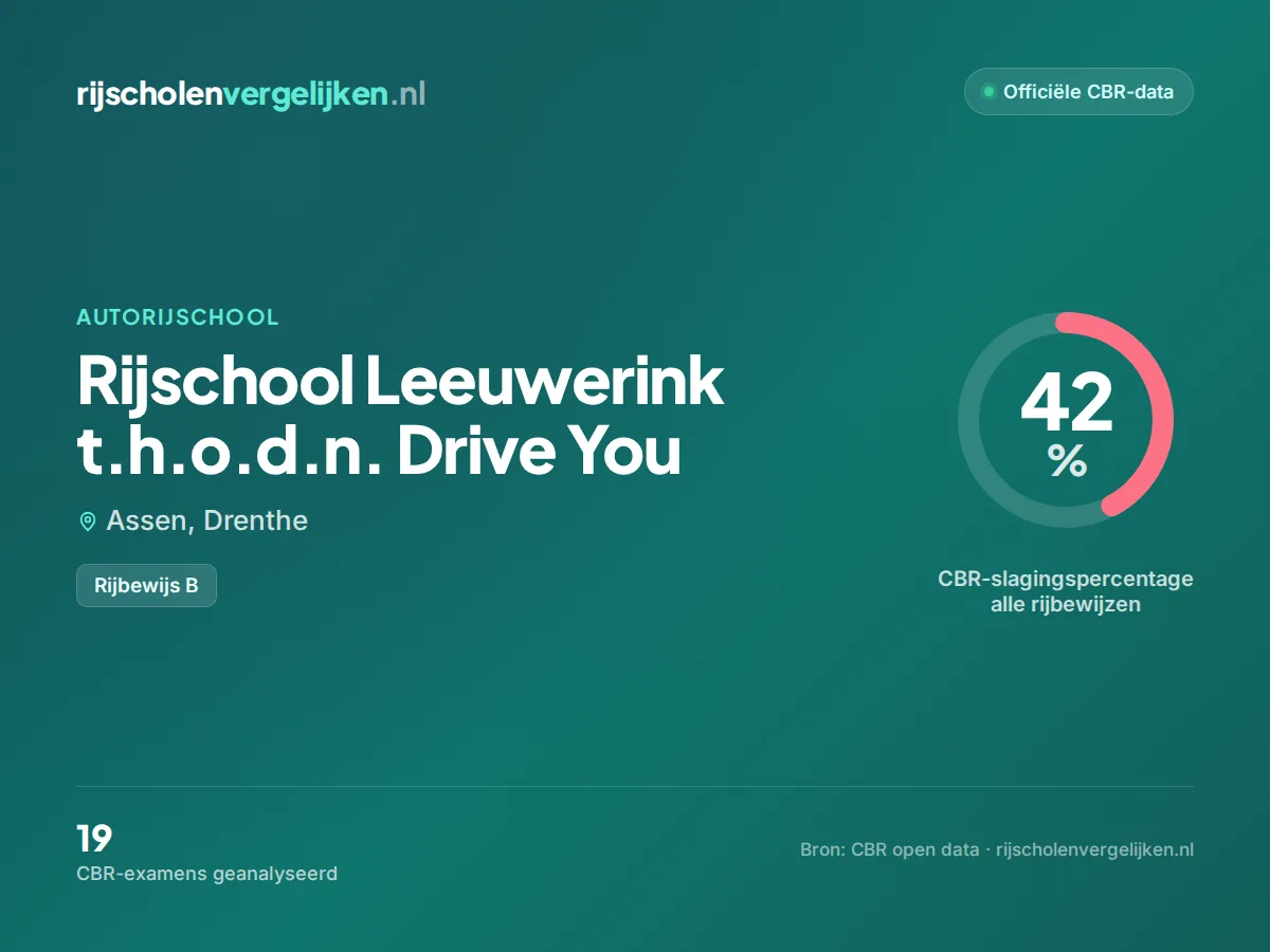Statistiekkaart Rijschool Leeuwerink t.h.o.d.n. Drive You