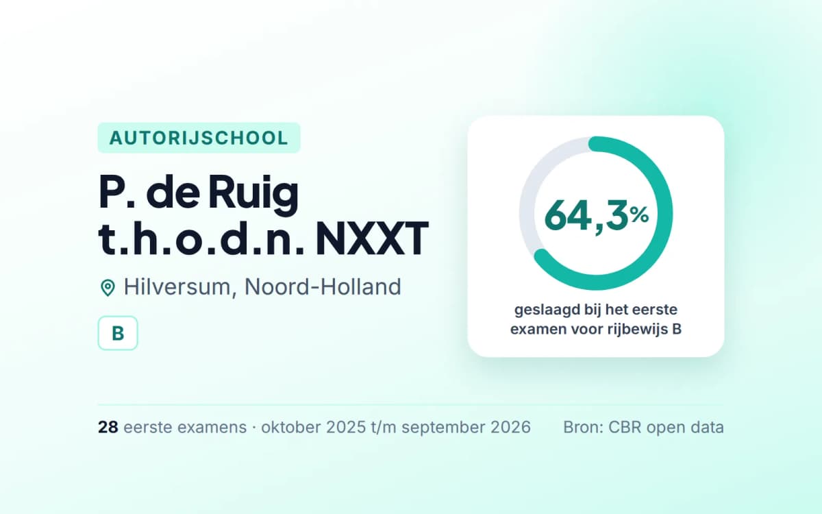 Statistiekkaart P. de Ruig t.h.o.d.n. NXXT