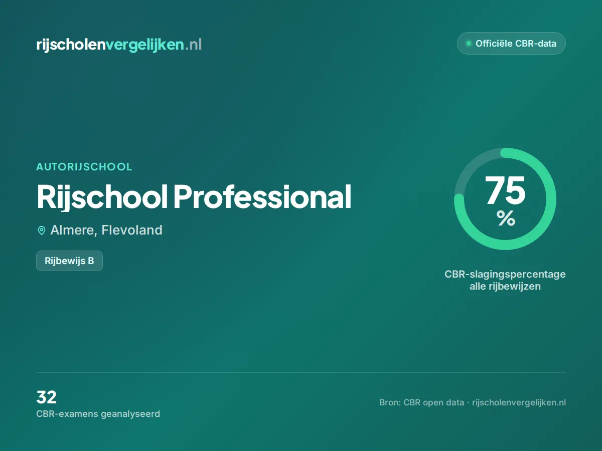 Statistiekkaart Rijschool Professional